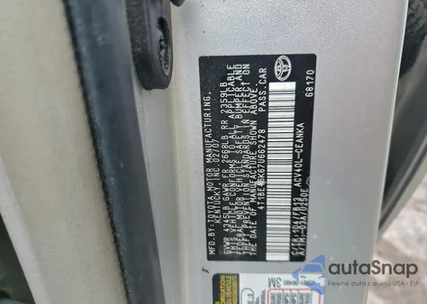 2007 Toyota Camry Ce z USA, uszkodzony, nr VIN 4T1BE46K67U662478